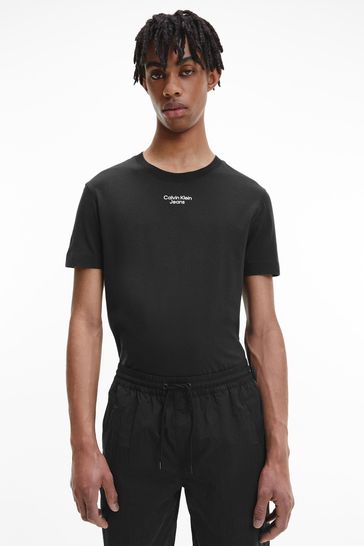 Buy Calvin Klein Jeans Black Stacked Logo T-Shirt from Next USA