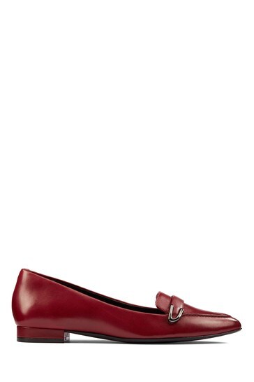 Clarks Red Leather Laina15 Buckle Shoes