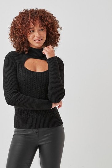 Black Cut-Out Cable Jumper