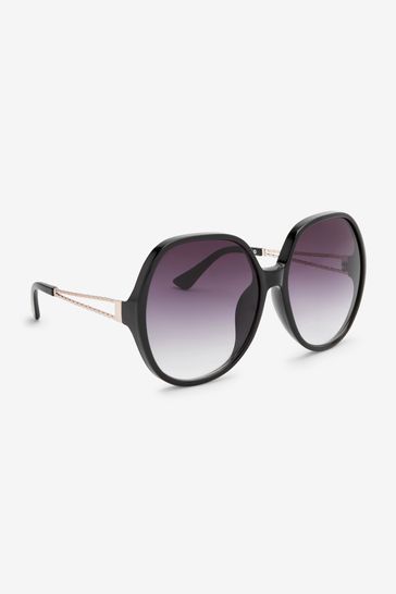 Black Oversized Round Frame Sunglasses