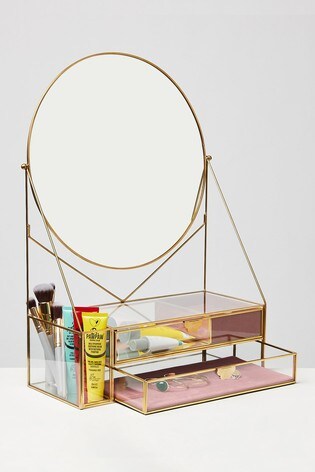 Oliver Bonas Gold Round Dressing Table Mirror