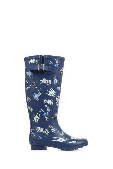 Pavers Ladies Dog Print Wellies