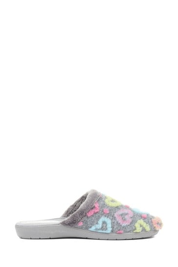 Pavers Ladies Colourful Heart Mule Slippers