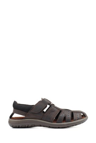 Pavers Brown Leather Touch Fastening Sandals