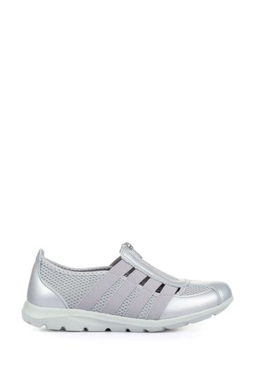Pavers Silver Wide Fit Casual Slip-On Shoes