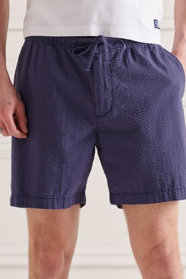 Superdry Blue Seersucker Drawstring Shorts