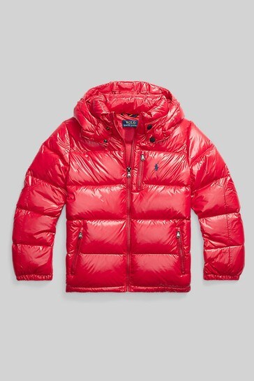 Polo Ralph Lauren Red Logo Glossed Down Water-Repellent Jacket