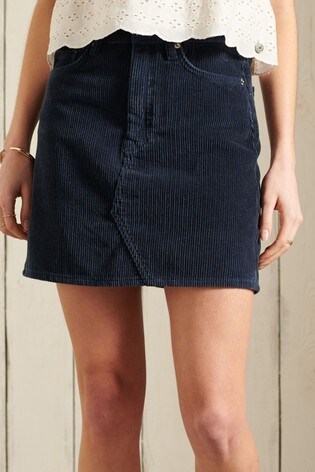 Superdry Blue Cord Mini Skirt