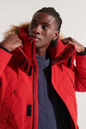 Superdry red parka clearance