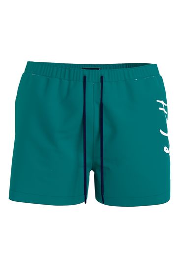 Tommy Hilfiger Green Big and Tall Hilfiger Logo Swim Shorts