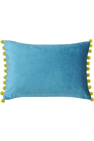Riva Paoletti Teal Blue/Bamboo Yellow Fiesta Velvet Polyester Filled Cushion
