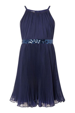 Monsoon Blue Sequin Waistband Chiffon Prom Dress