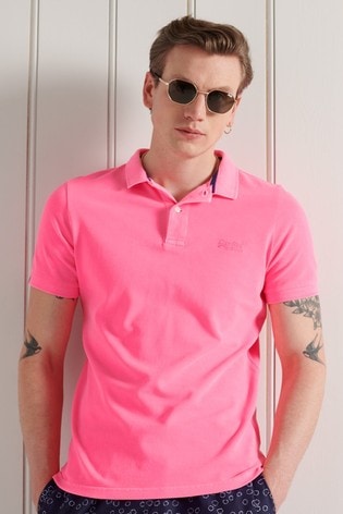 Superdry Pink Cotton Vintage Destroy Polo Shirt