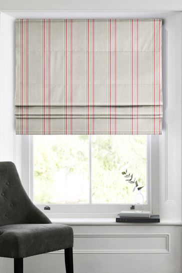 Red Hepal Stripe Made To Measure Roman Blind