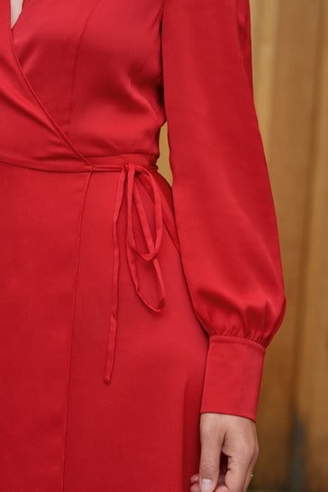Buy Emma Willis Satin Midi Wrap Dress ...