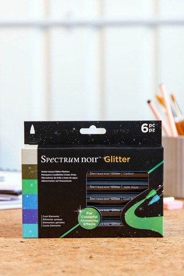 Set of 6 Spectrum Noir Water Based Cool Elements Glitter Marker Pens
