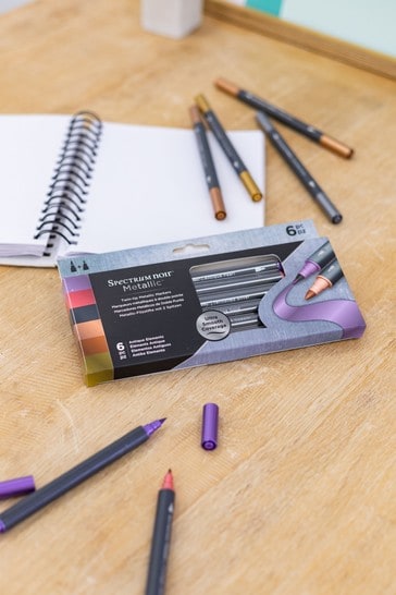 Set of 6 Spectrum Noir Dual Tip Water-Based Antique Elements Metallic Marker Pens