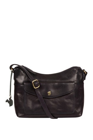 Navy blue leather shoulder bag store