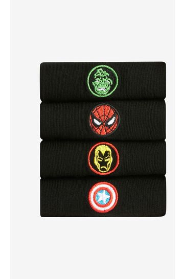Black Marvel 4 Pack License Socks