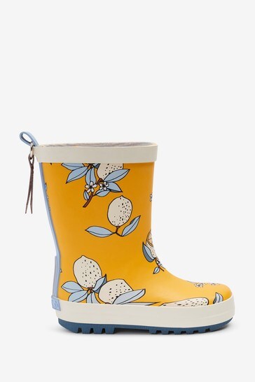 Yellow Lemon Print Wellies