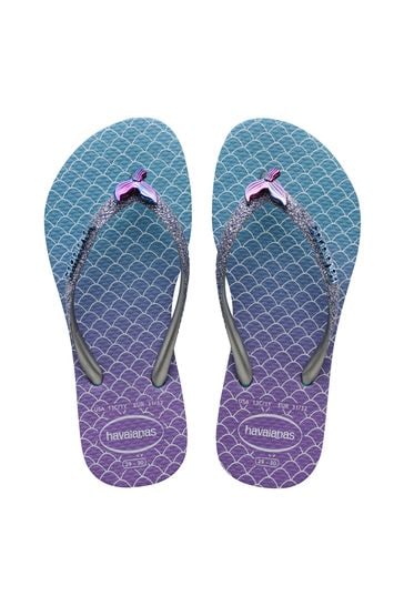 Buy Havaianas Kids Blue Slim Glitter II Flip Flops from Next Luxembourg