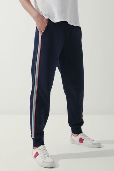 Crew Clothing Company Navy Blue Side Stripe Joggers