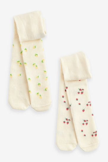 Cream Fruit Baby Tights 2 Pack (0mths-2yrs)