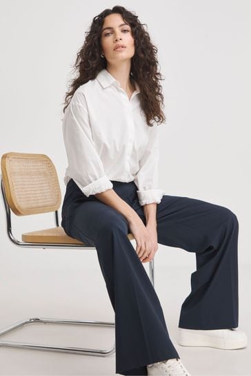 Buy JD Williams Blue Deep Pleated Wide Leg Trousers from Next Poland