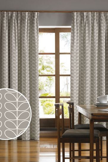 Orla Kiely Silver Linear Stem Made To Measure Curtains