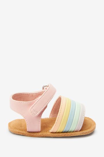 Pastel Pink Rainbow Baby Sandals 0 18mths