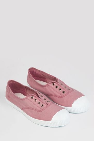 Trotters London Rosa Adult Plum Canvas Shoes