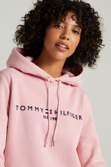 pink tommy hilfiger hoodie women's