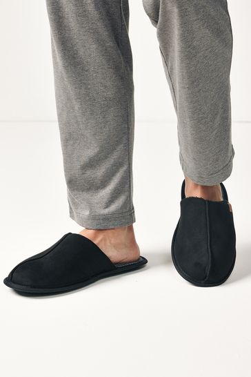 Black Check Sock Mule Slippers