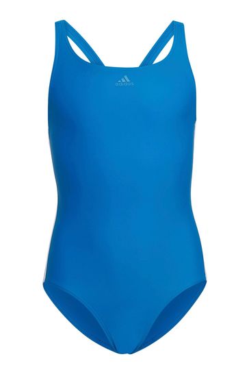 adidas Blue Athly V 3-Stripes Swimsuit