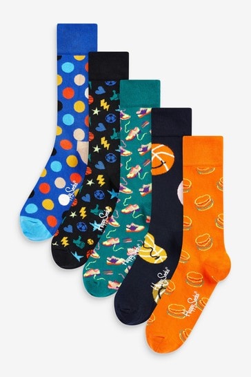 Set de regalo con 5 pares de calcetines negros Game Day de Happy Socks