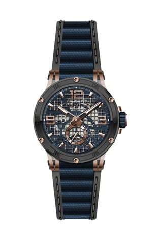 Cerruti 1881 Velletri Black/Blue Silicone Bracelet Watch