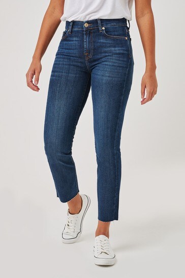 7 For All Mankind Blue Soho Cropped Straight Jeans