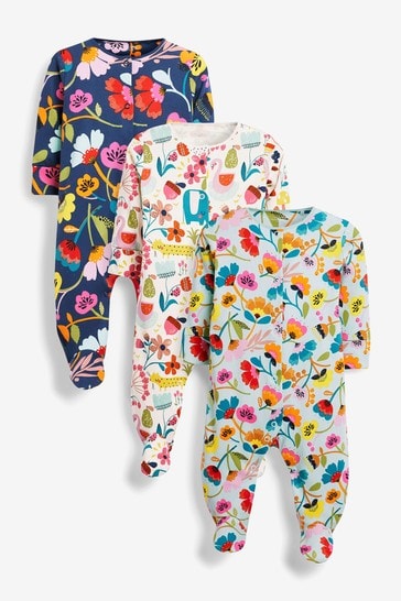 Bright Next Floral Baby Sleepsuits 3 Pack (0-2yrs)