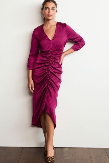 Ruched front midi dress on sale