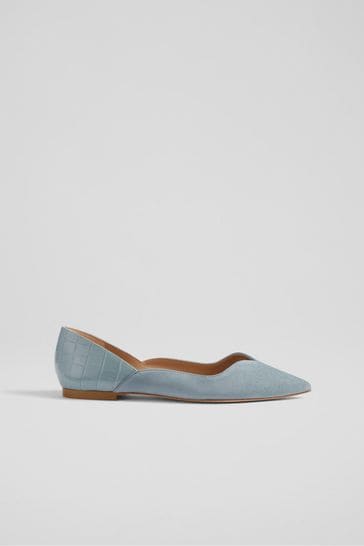 LK Bennett Iris Suede And Leather Sweetheart Flats