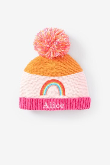 Personalised Baby Pink Rainbow Hat