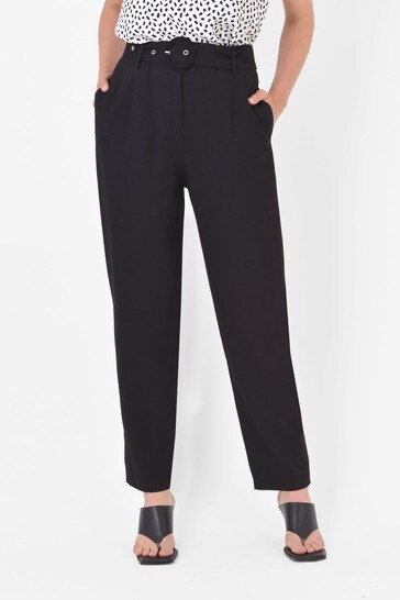 Ro&Zo Black High Waisted Belted Trousers