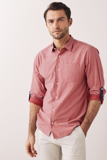 Red Signature Soft Touch Pima Cotton Roll Sleeve Shirt