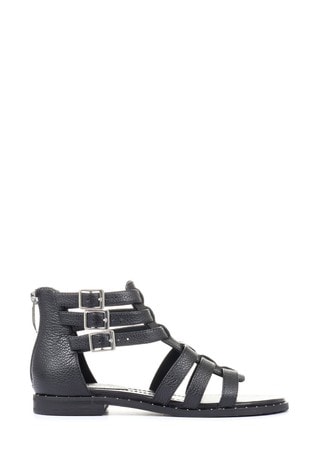 Regarde Le Ciel Ladies Black Catalina-01 Leather Gladiator Sandals