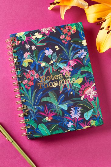 Navy Tropical Floral A5 Notebook