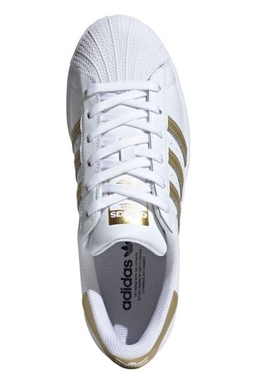 Superstar trainers sales white and gold