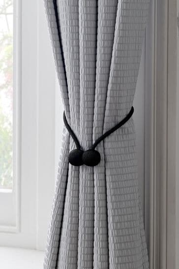 Black Set of 2 Magnetic Curtain Tie Backs