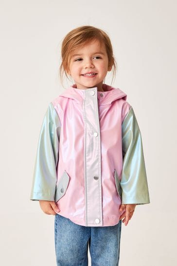 Buy Pink Green Shower Resistant 3D Unicorn Colourblock Metallic Mac Jacket 3mths 7yrs from Next Netherlands
