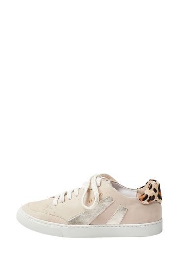 Oliver Bonas Natural Sun Ray Suede Leather Trainers