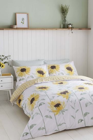 Catherine Lansfield Yellow Painted Sunflowers Duvet Cover and Pillowcase Set